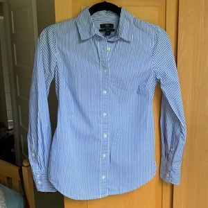 J Crew Blue Stripe Slim Fit Women’s Button Down | 0